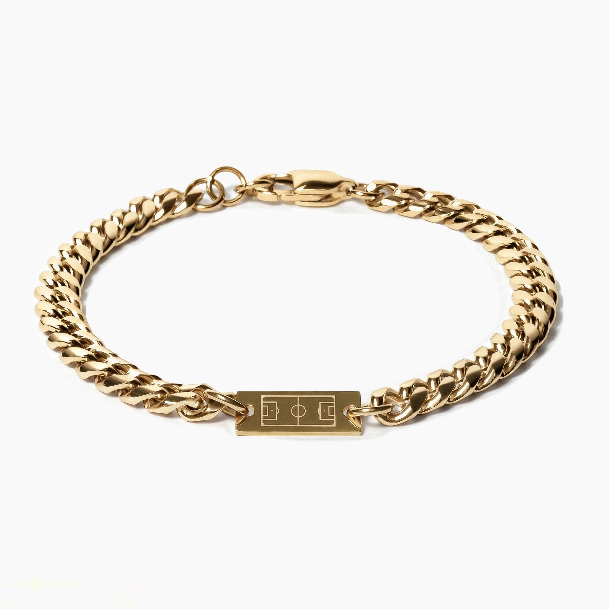 Cuban chain engraved football field - gold
