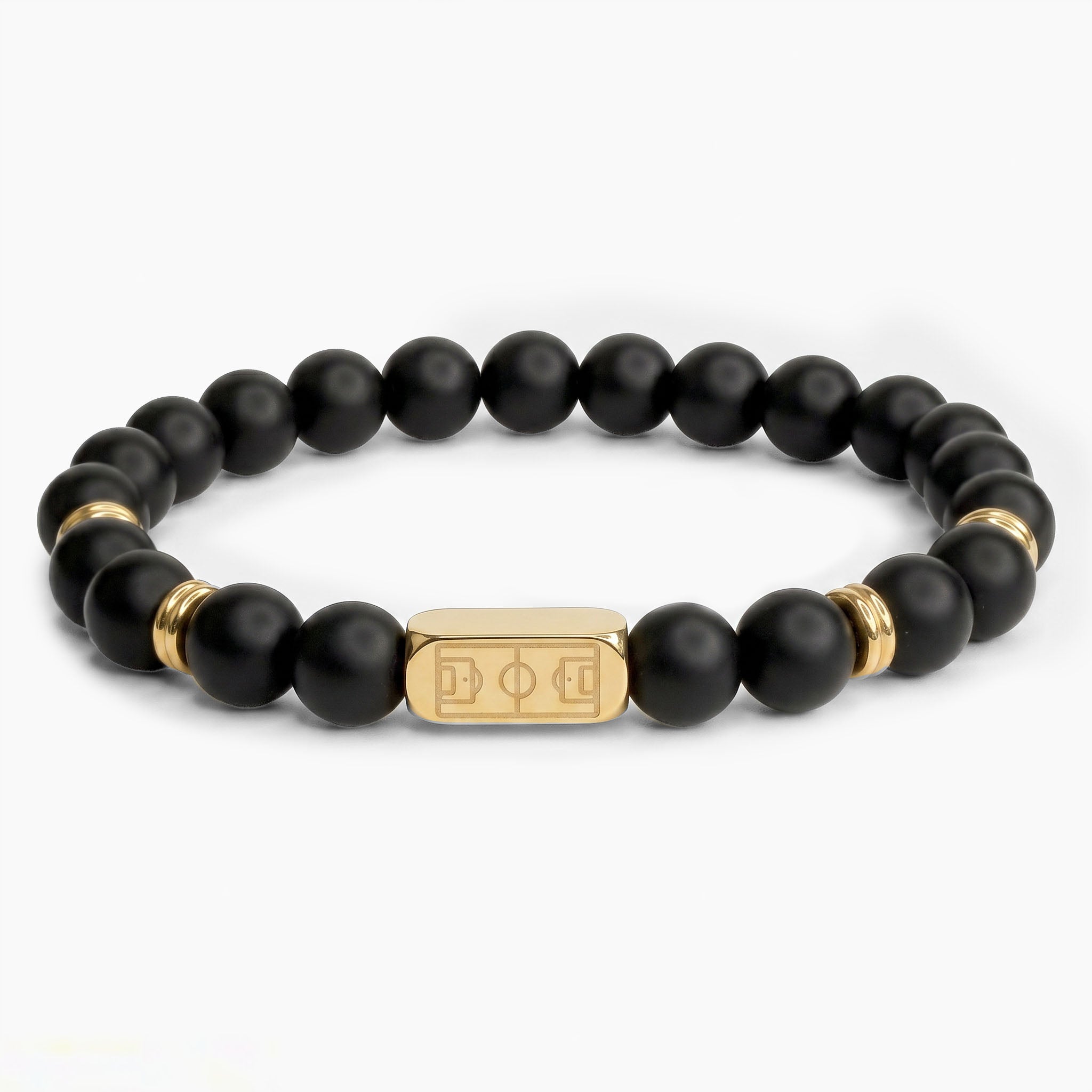 Matte black agate bracelet - gold