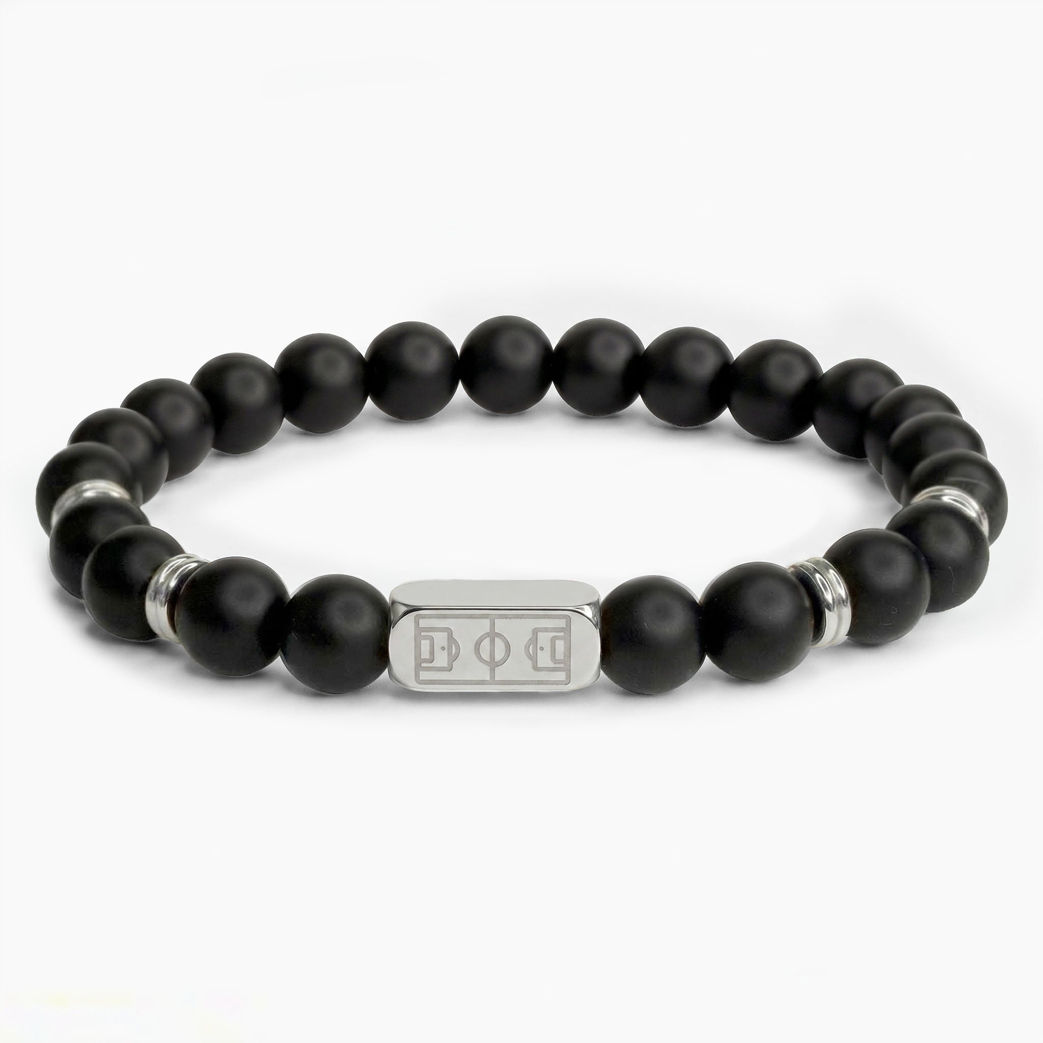 Matte black agate bracelet - silver