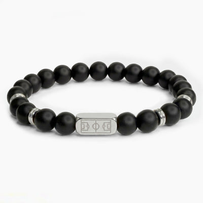 Matte black agate bracelet - silver