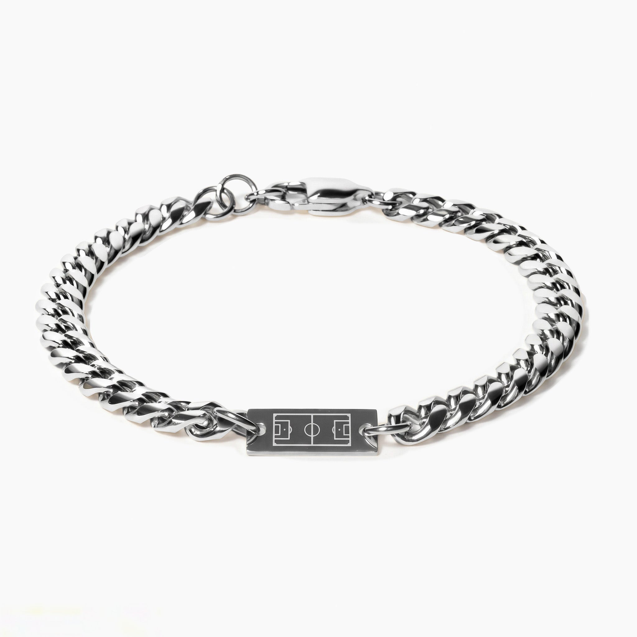 Cuban chain engraved football field - silver