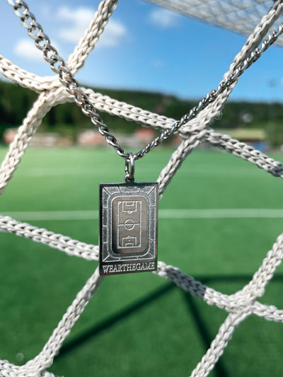 Curb chain stadium necklace - silver