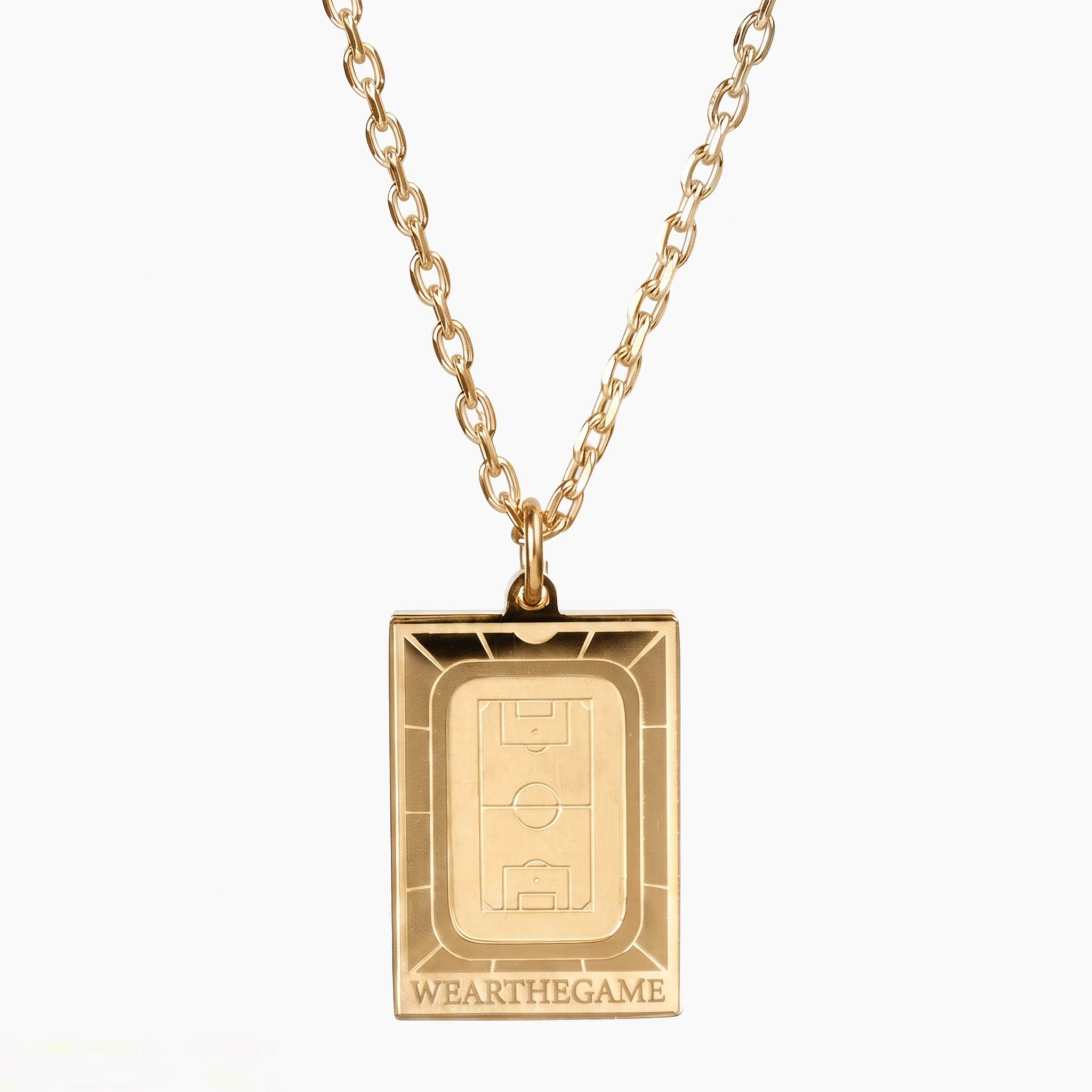 Curb chain stadium necklace - gold