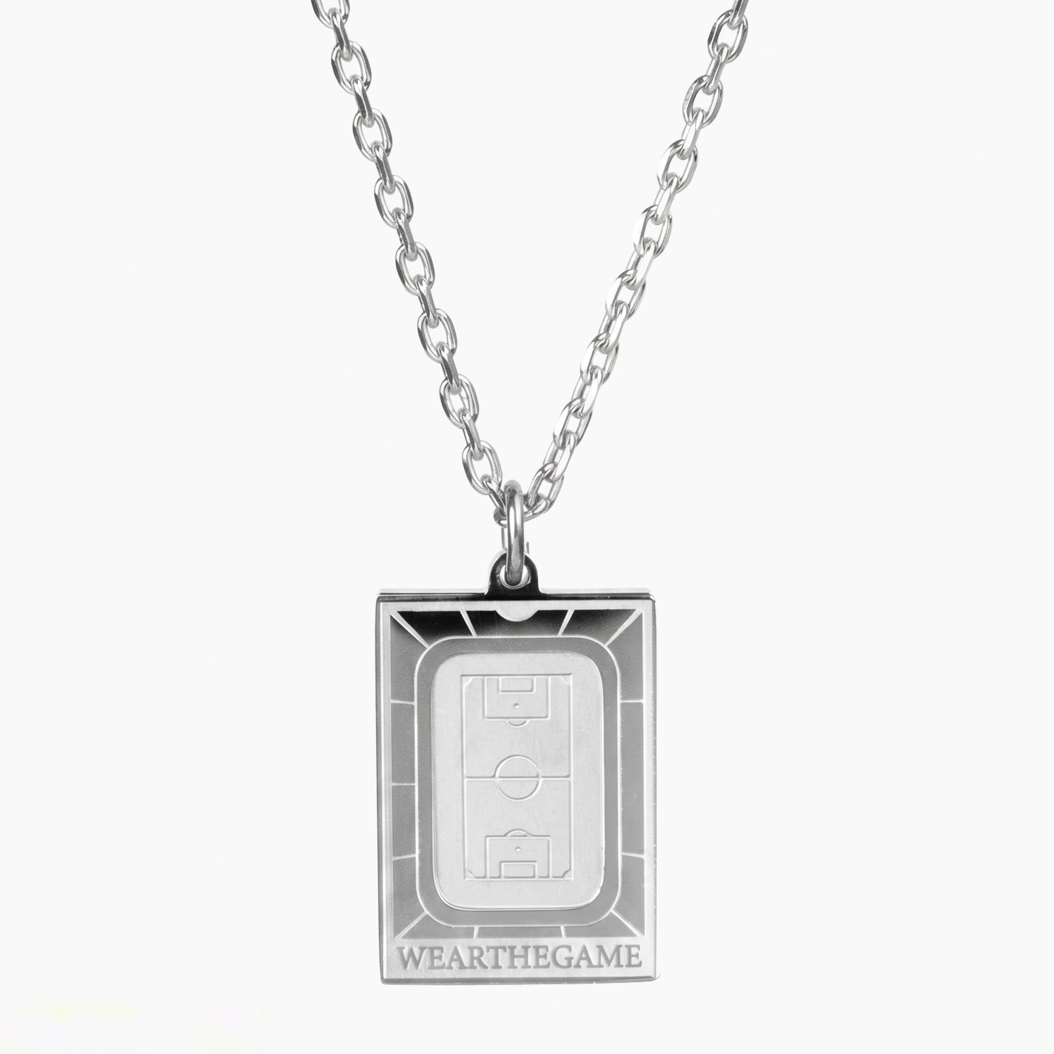 Curb chain stadium necklace - silver
