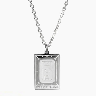 Curb chain stadium necklace - silver