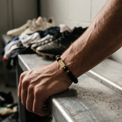 Matte black agate bracelet - gold